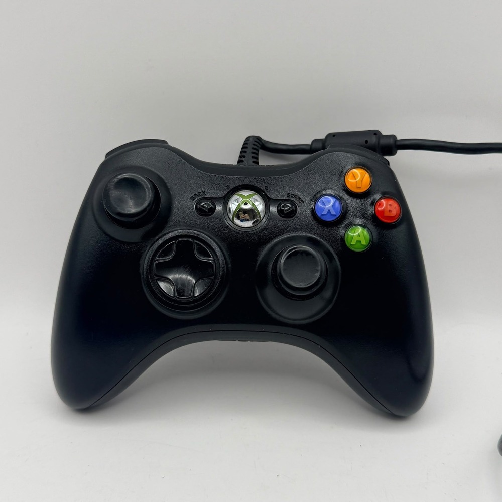 Microsoft Xbox 360 Wired Controller Black Gamepad Dual Analog Vibration Feedback